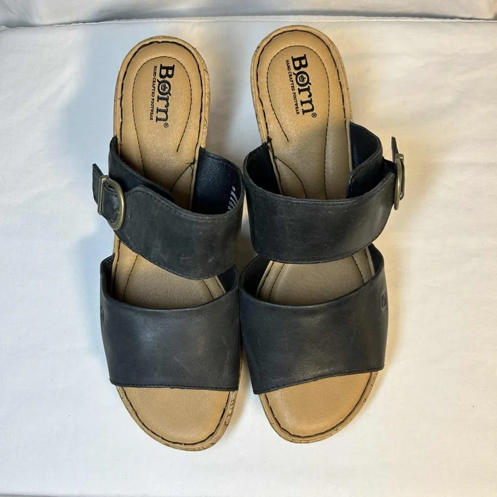 Born Black and Tan Wedge‎ Sandals